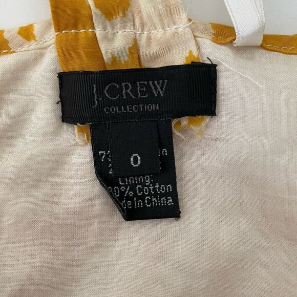 J. Crew Collection Triangle Maxi Dress Sundress Yellow Batik Silk Cotton Size 0 - Picture 9 of 11